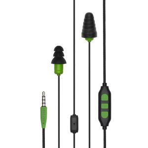 Plugfones Protector Plus Series Earplug Headphones Blk/Grn PIPP-BE
